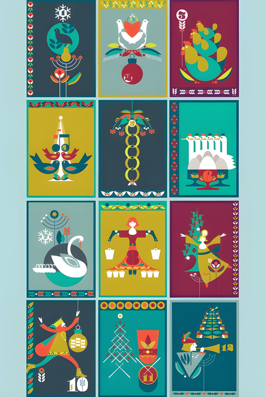 12 Days of Christmas Postcard