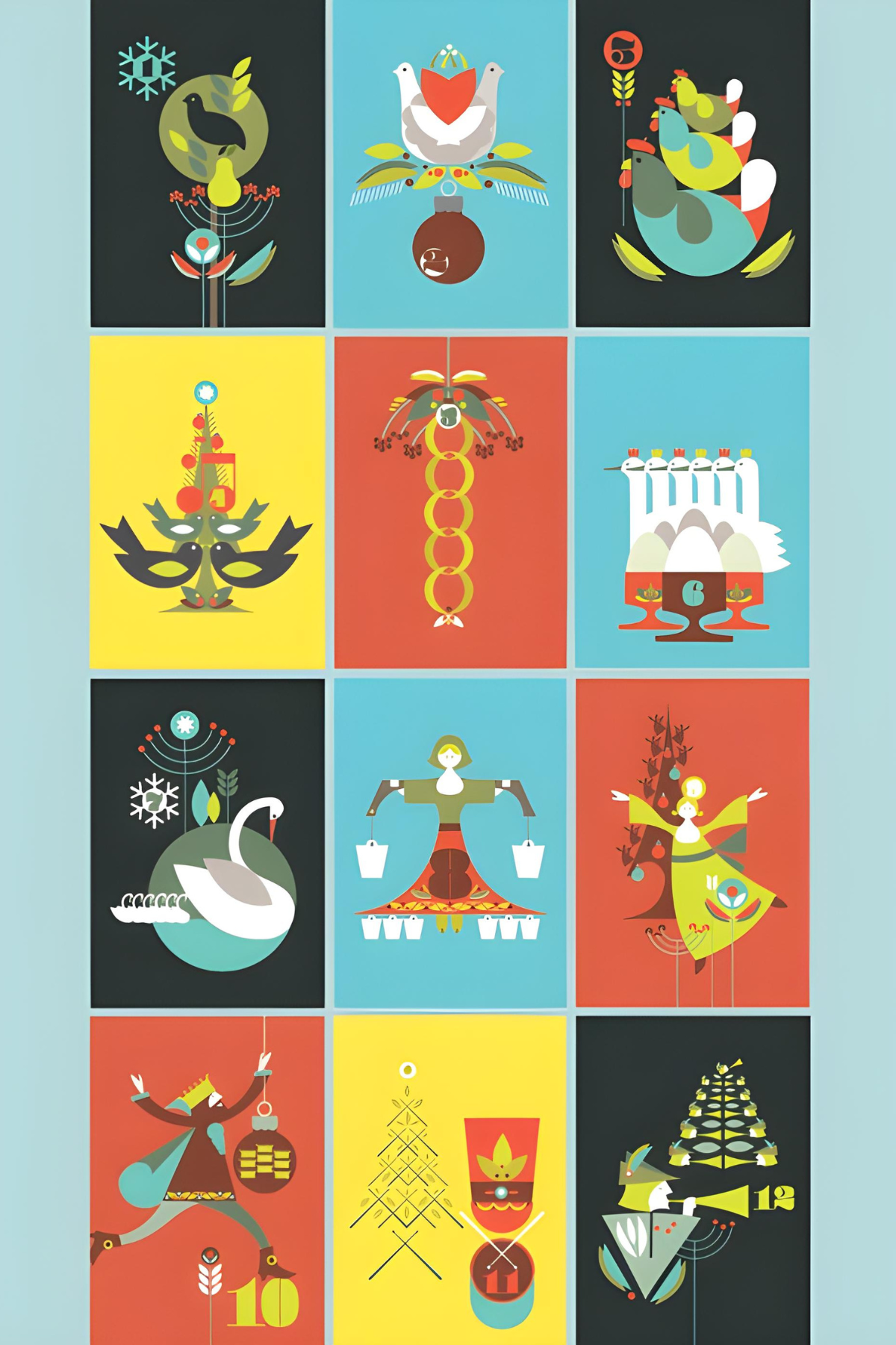 12 Days of Christmas Postccard