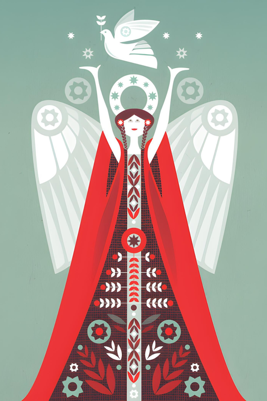 Christmas Angel & Dove Postcard