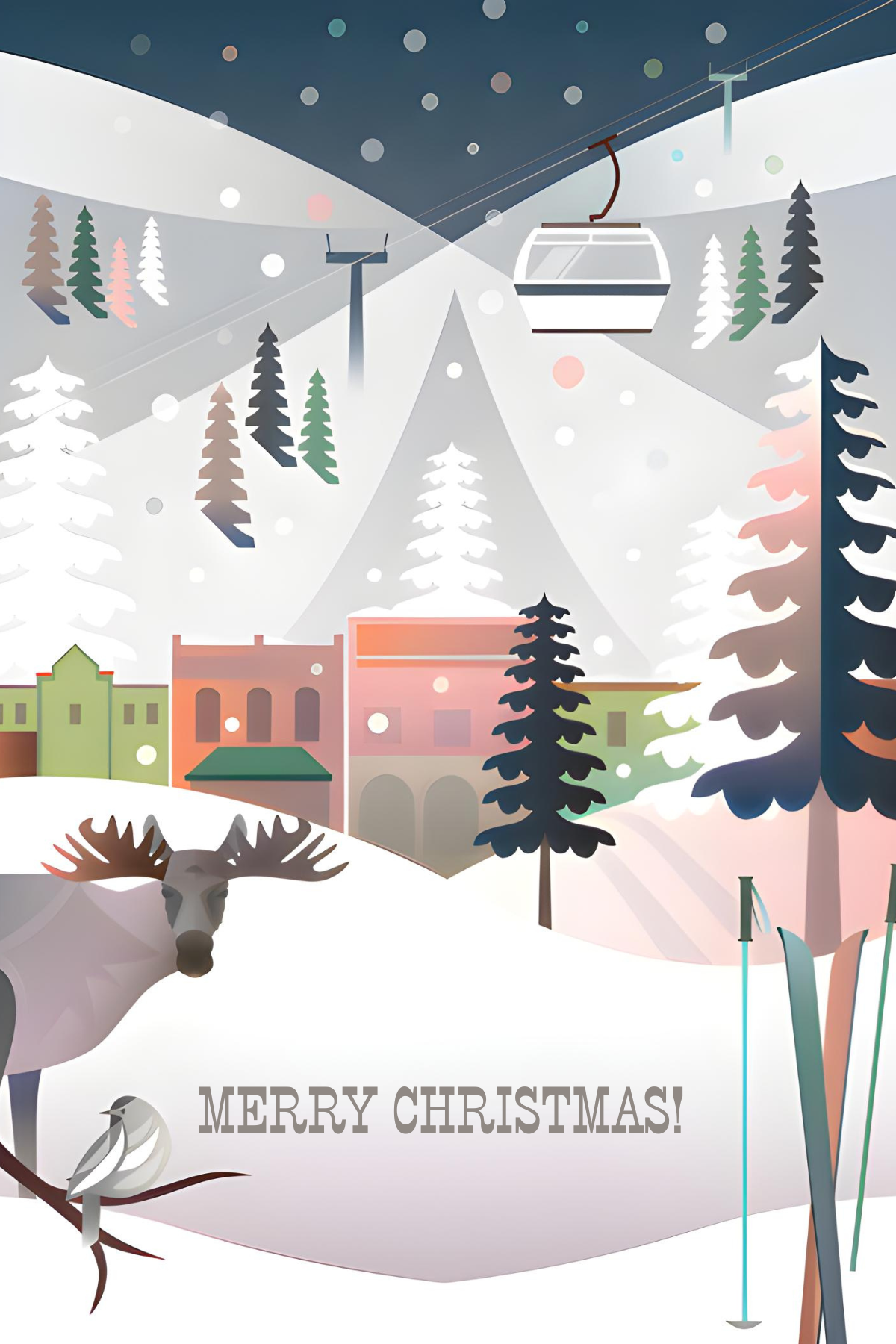 Steamboat Springs Merry Christmas Postcard