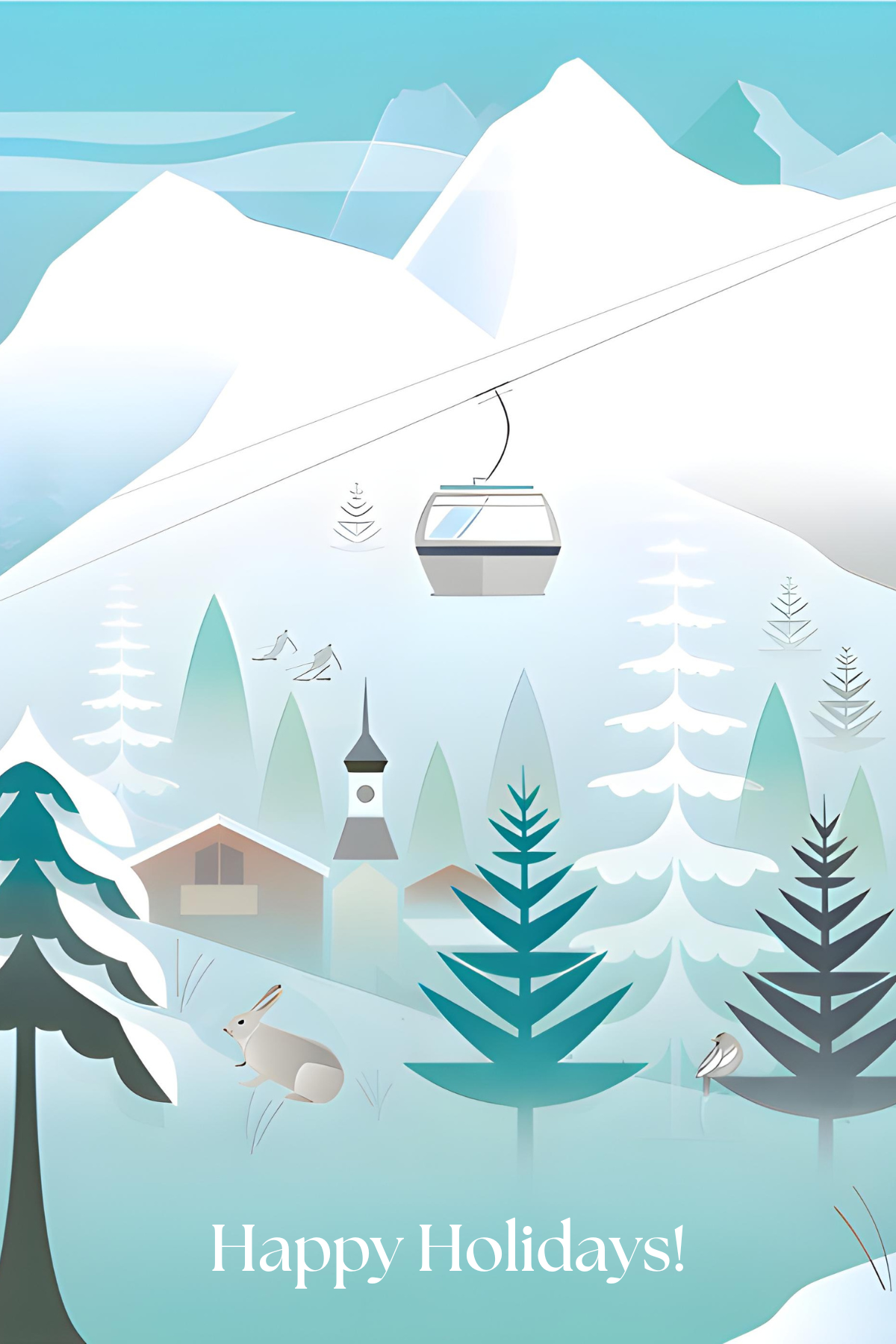 Mammoth Lakes Happy Holidays Postcard