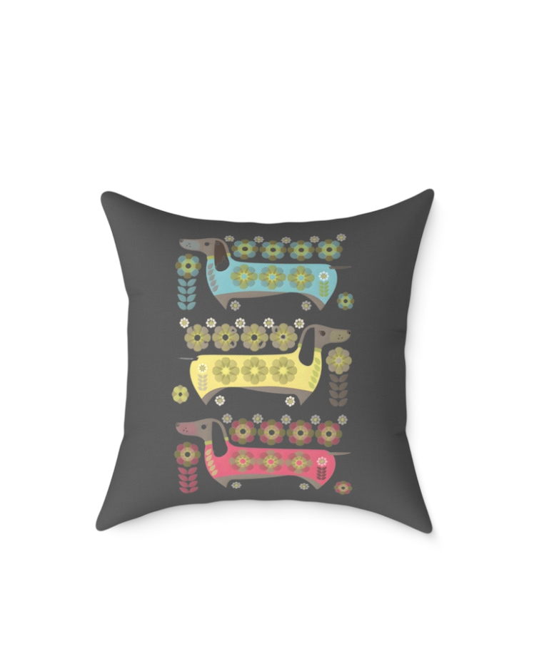 Dachshunds for Days Cushion, Chocolate Brown