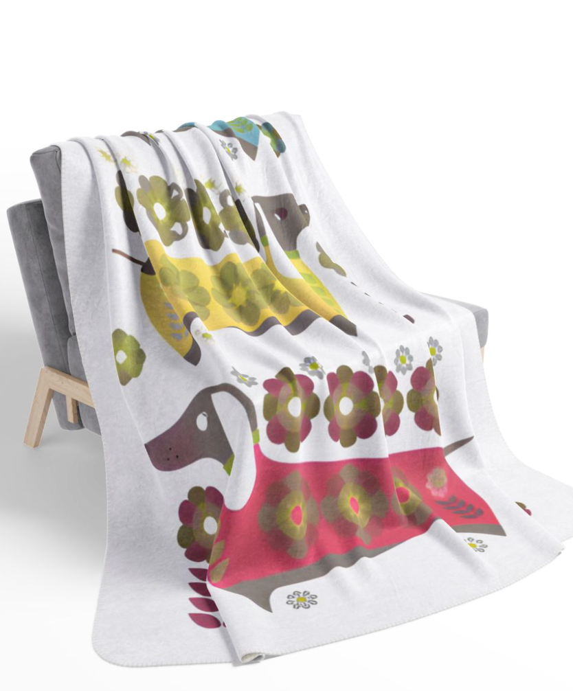 Dachshunds for Days Cozy Fleece Sherpa Blanket
