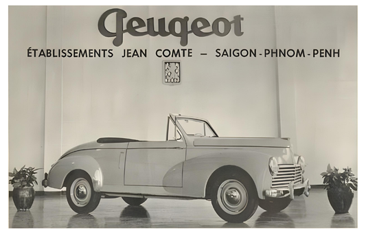 Vintage Peugeot Phnom Penh, Cambodia Postal Card
