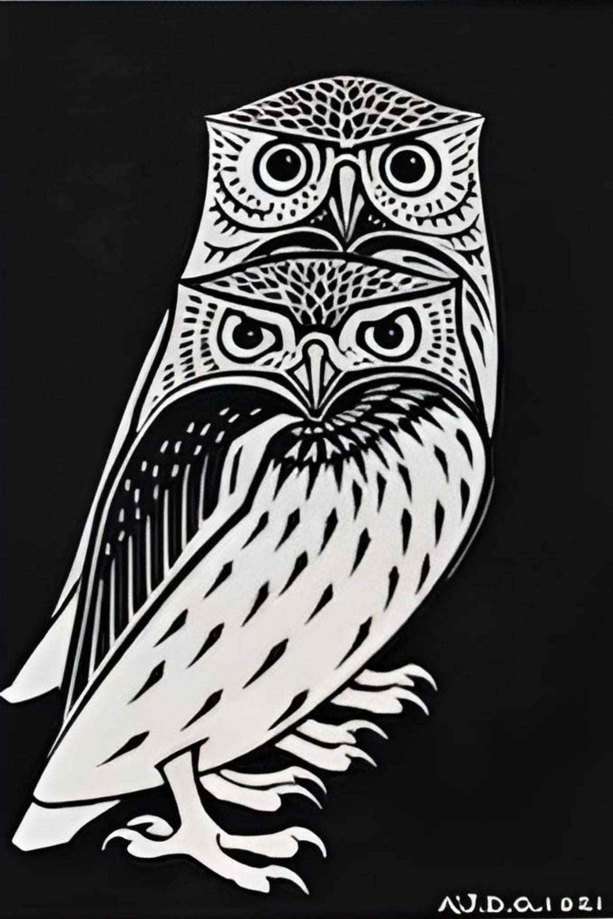 Two Owls Postal Card