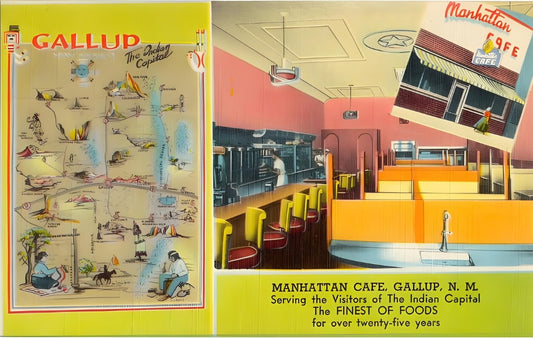 Manhattan Cafe, Gallup, New Mexico Postal Card