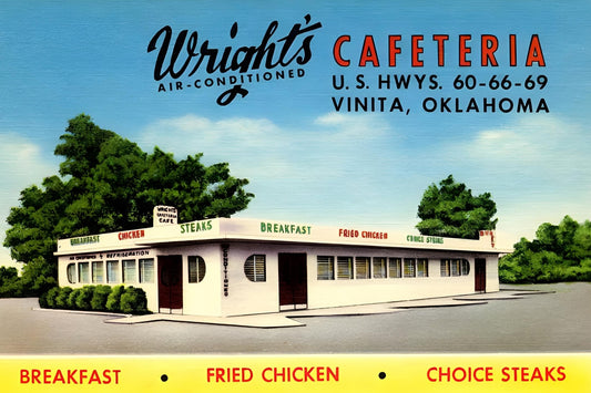 Wright's Cafeteria, Vinita, Oklahoma Postal Card