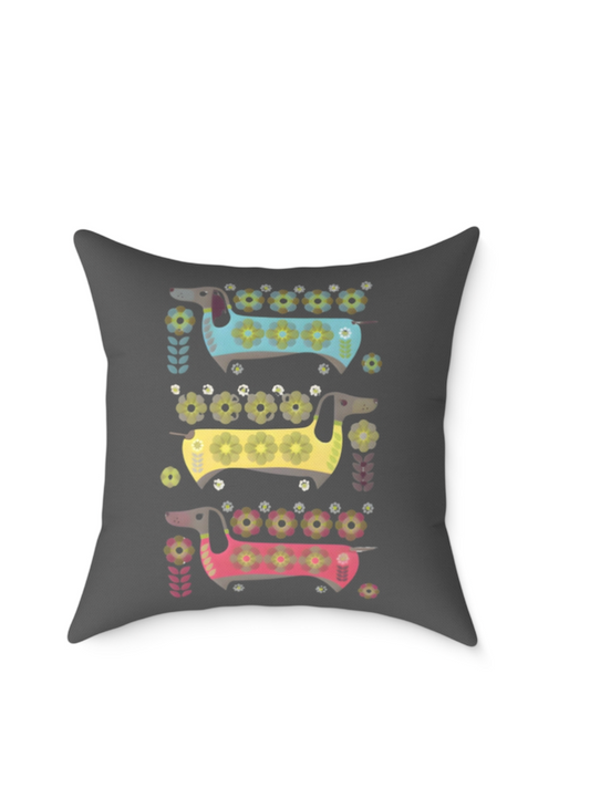 Dachshunds for Days Cushion, Charcoal