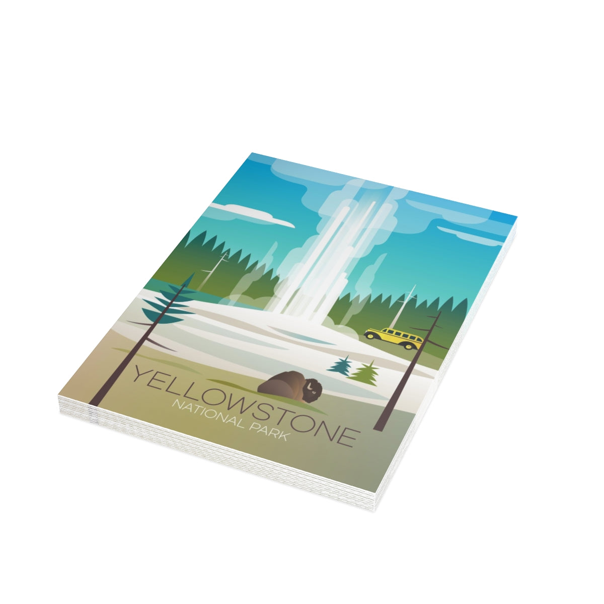 Yellowstone National Park, Old Faithful Folded Matte Notecards + Envelopes (10pcs)