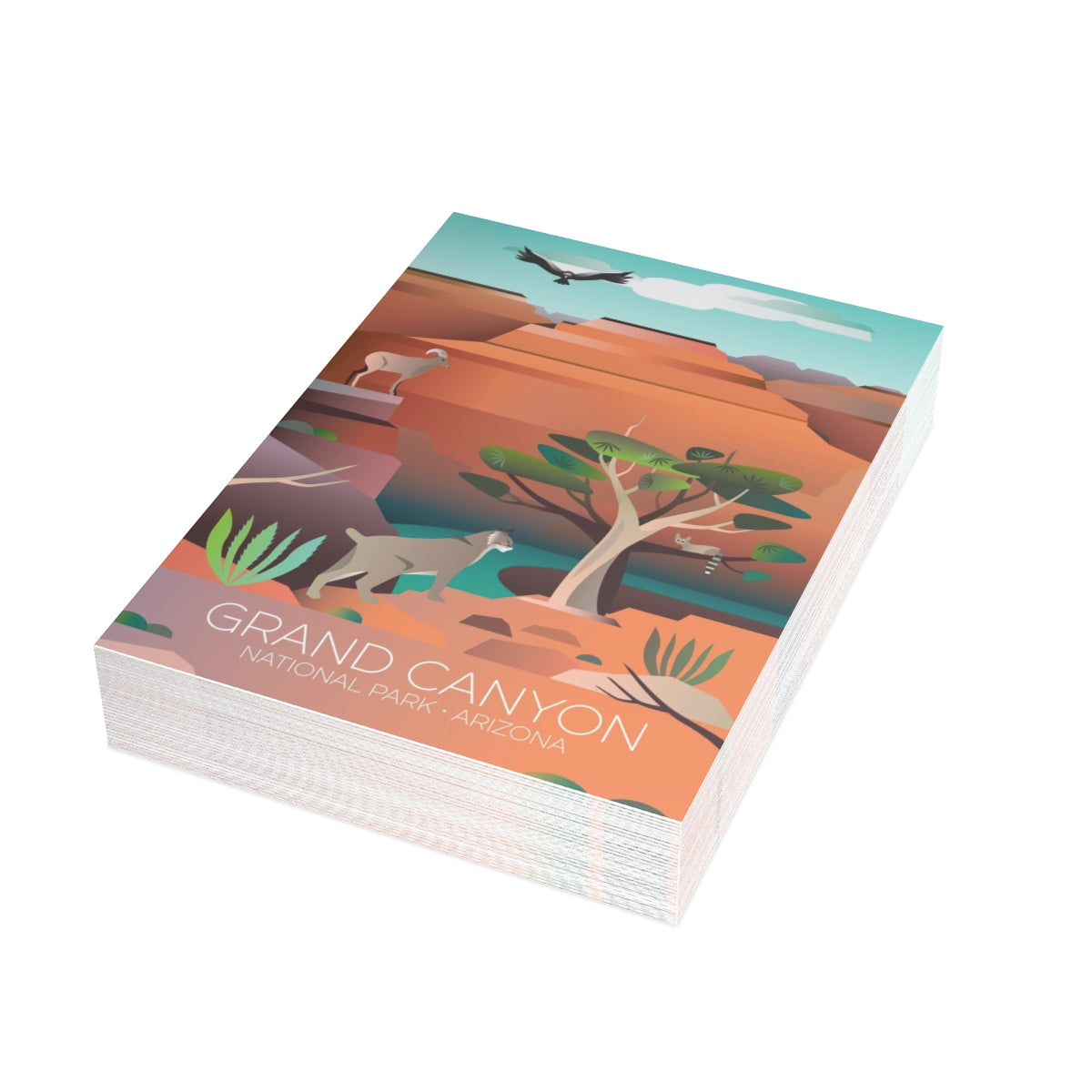 Cartes de notes mates pliées du parc national du Grand Canyon + enveloppes (10 pièces)
