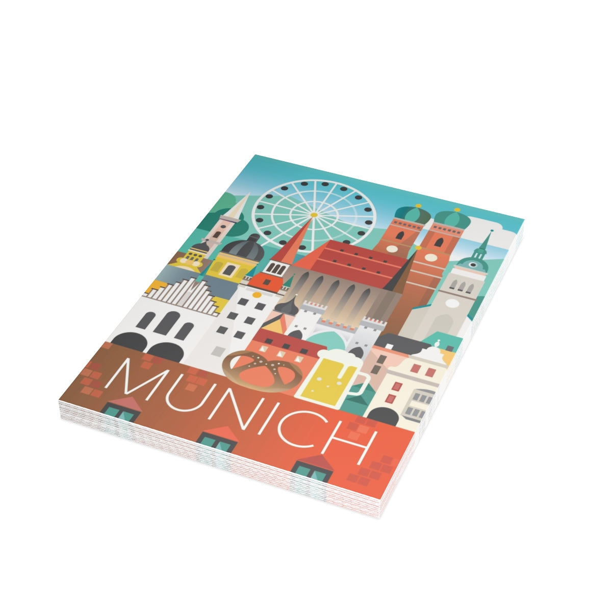München gefaltete matte Notizkarten + Umschläge (10 Stück)