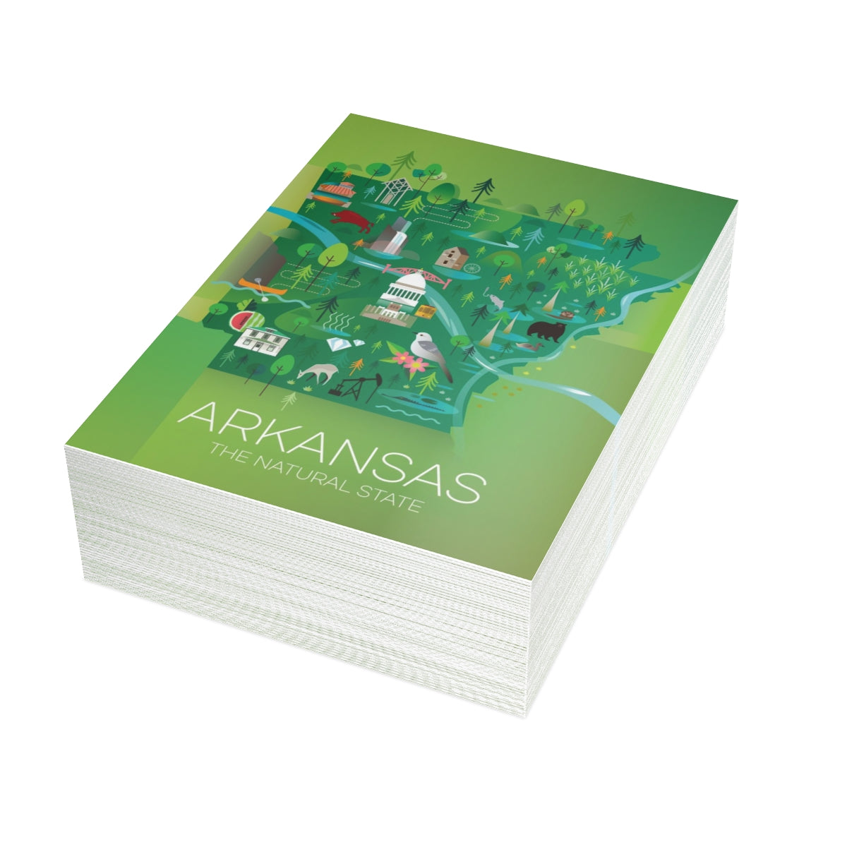 Cartes de notes mates pliées Arkansas + enveloppes (10 pièces)