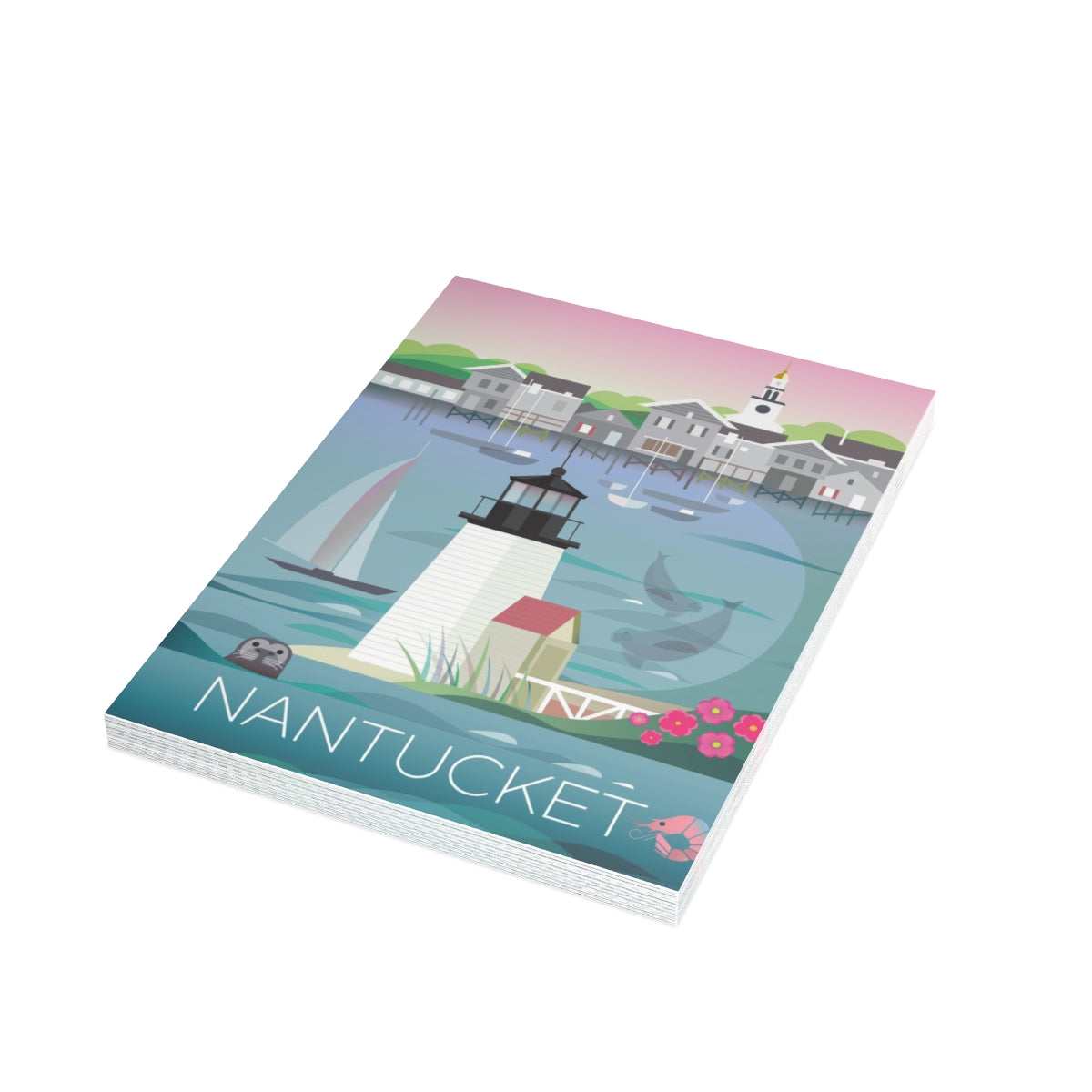 Nantucket gefaltete matte Notizkarten + Umschläge (10 Stück)
