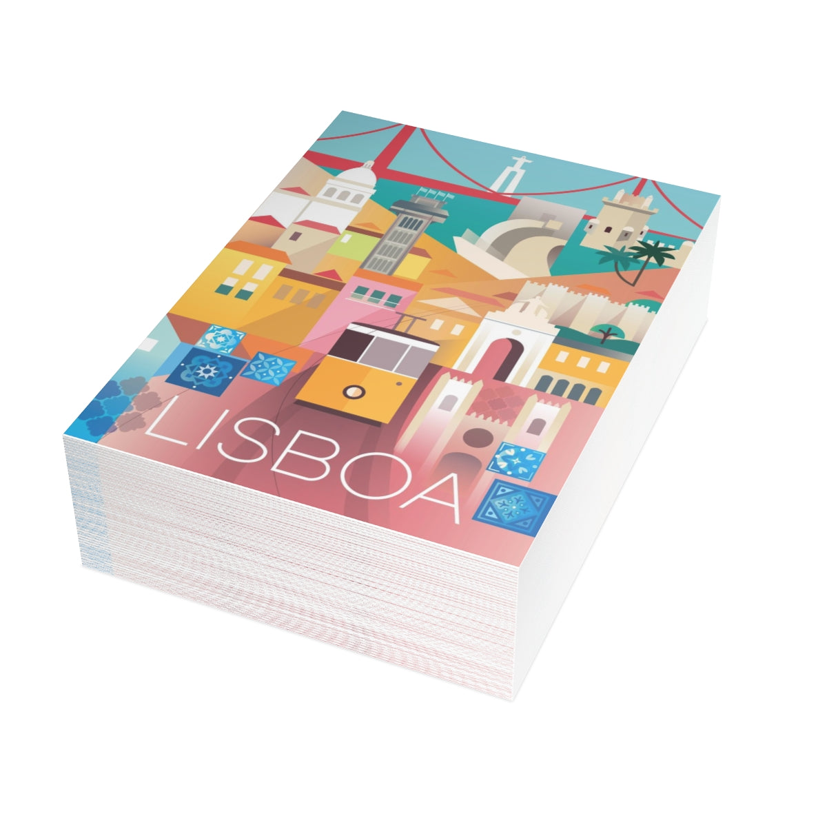 Lissabon gefaltete matte Notizkarten + Umschläge (10 Stück)