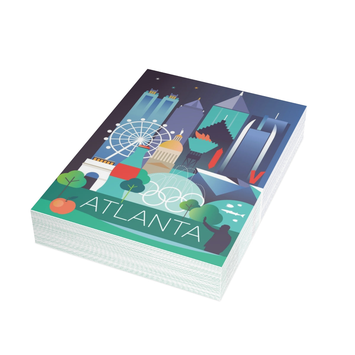 Atlanta gefaltete matte Notizkarten + Umschläge (10 Stück) 