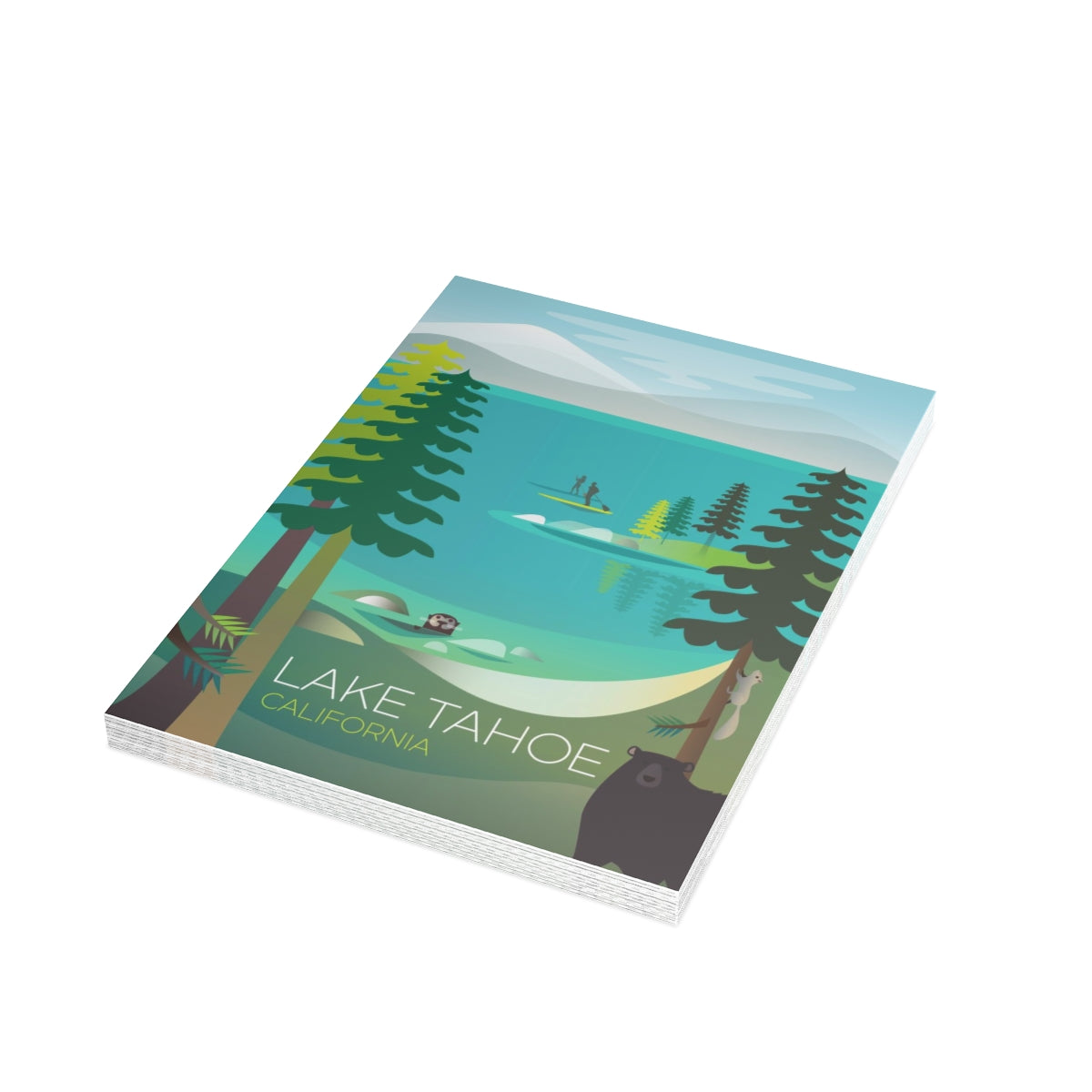 Cartes de notes mates pliées Lake Tahoe + enveloppes (10 pièces)