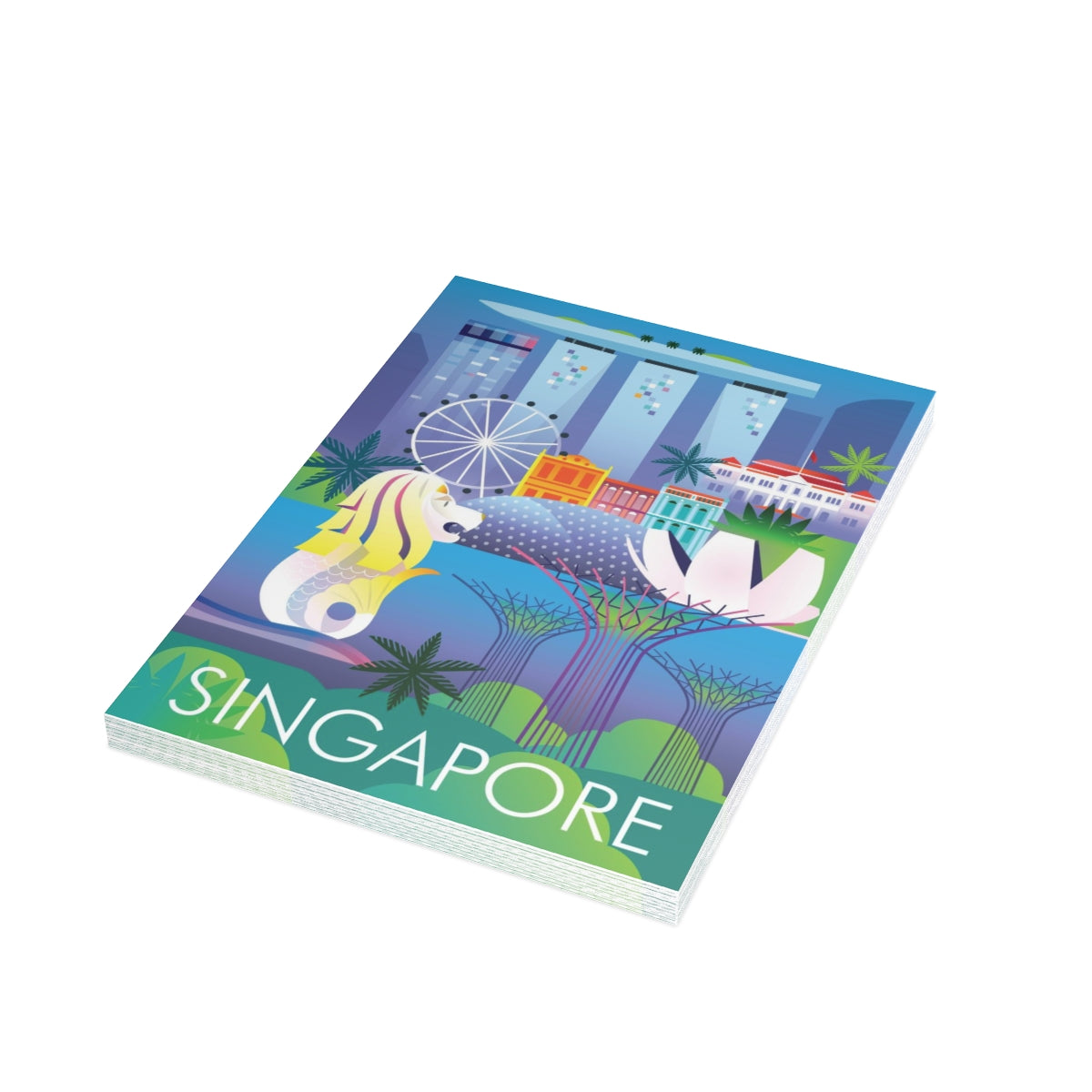 Cartes de notes mates pliées de Singapour + enveloppes (10 pièces) 