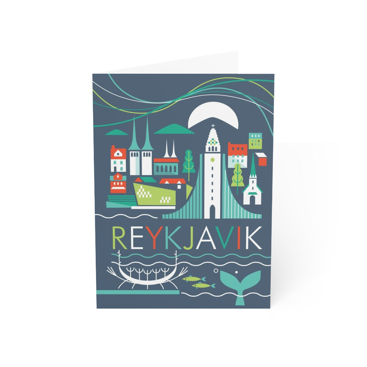 Reykjavik gefaltete matte Notizkarten + Umschläge (10 Stück) 