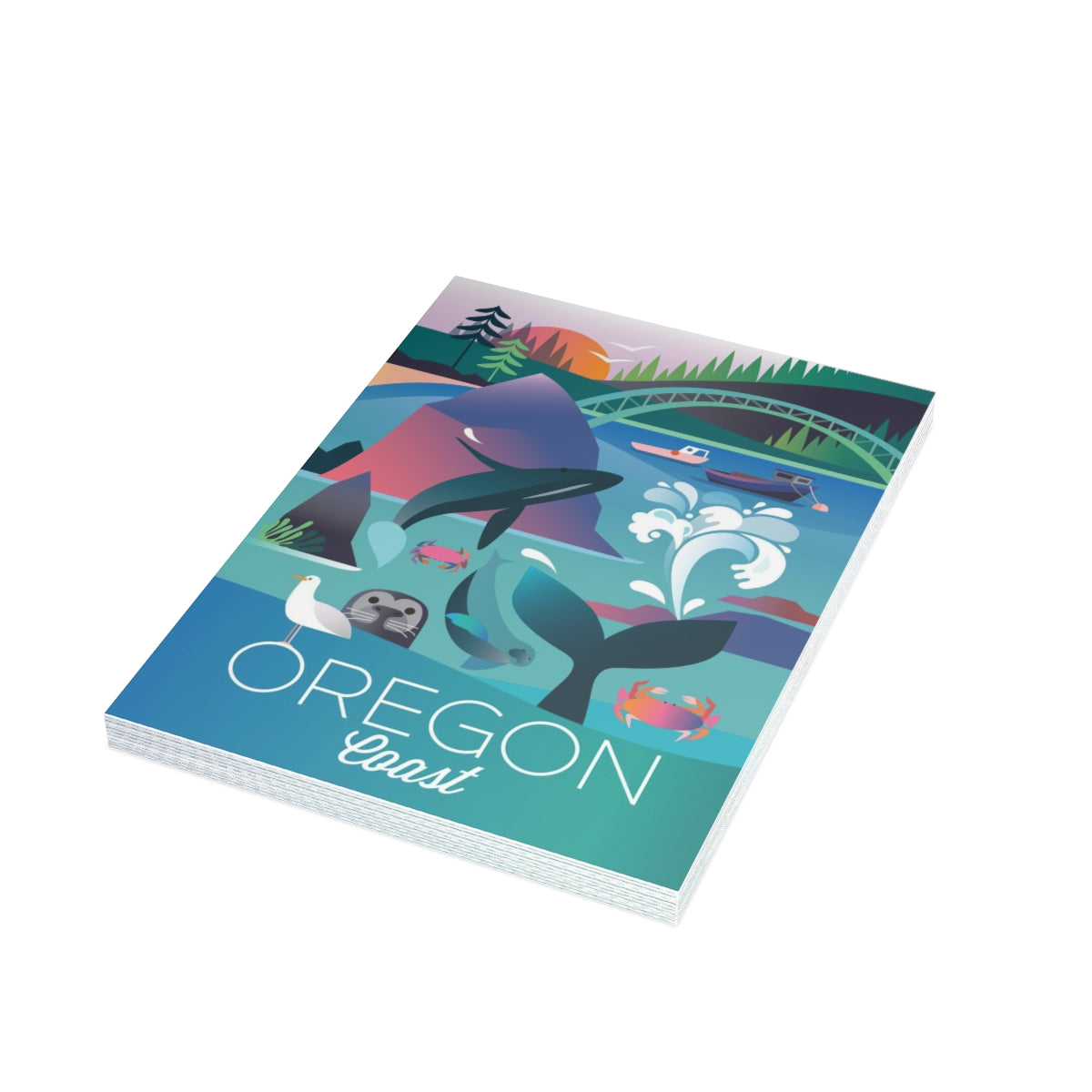 Gefaltete matte Notizkarten + Umschläge „Oregon Coast“ (10 Stück)