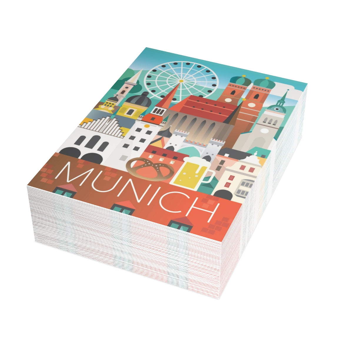 München gefaltete matte Notizkarten + Umschläge (10 Stück)