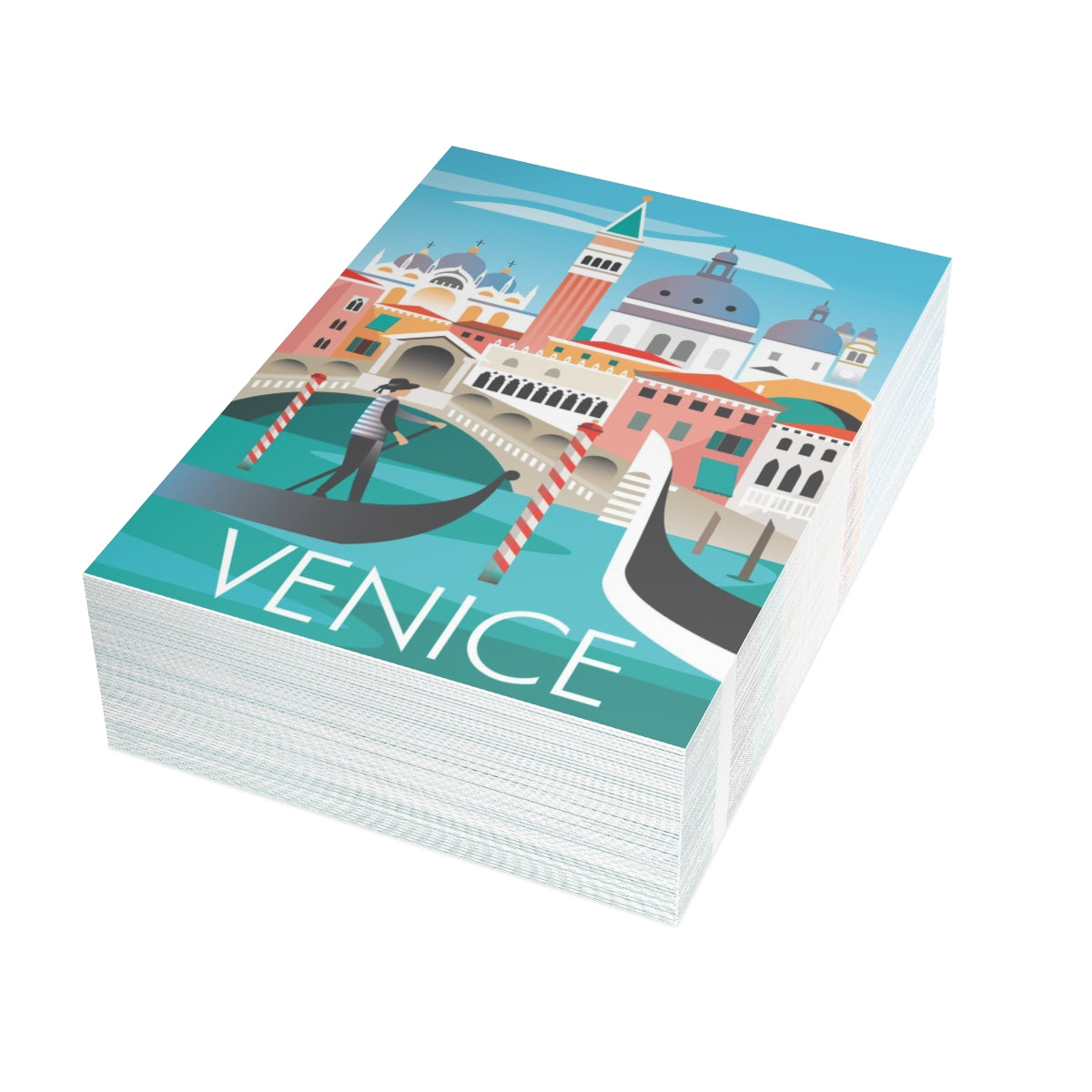 Cartes de notes mates pliées Venise + enveloppes (10 pièces) 