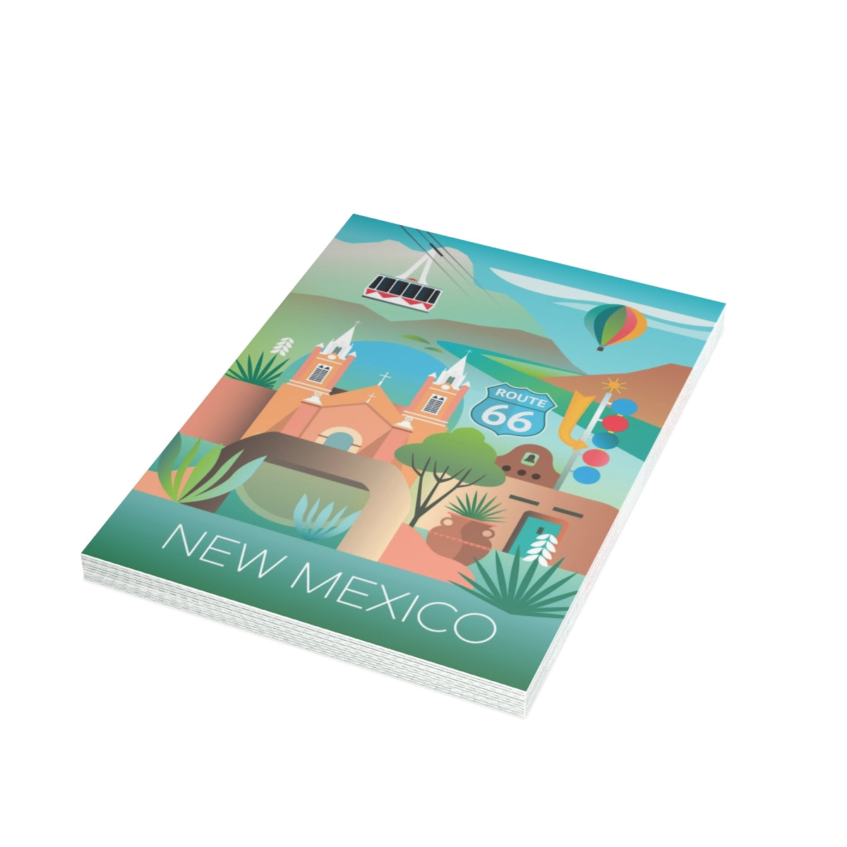 Cartes mates pliées + enveloppes du Nouveau-Mexique (10 pièces)