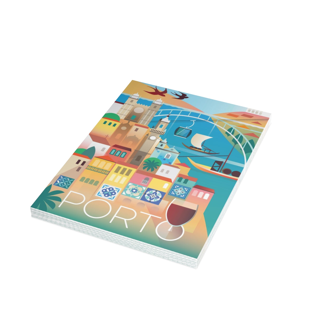 Cartes mates pliées Porto + Enveloppes (10pcs)