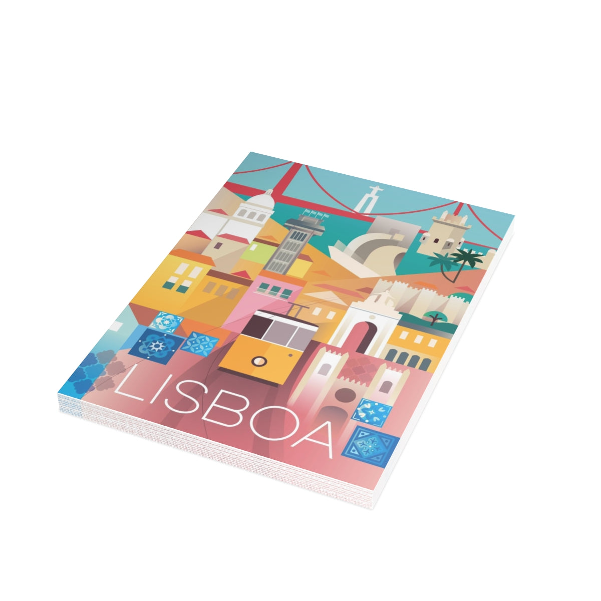 Cartes de correspondance mates pliées Lisbonne + enveloppes (10 pièces)
