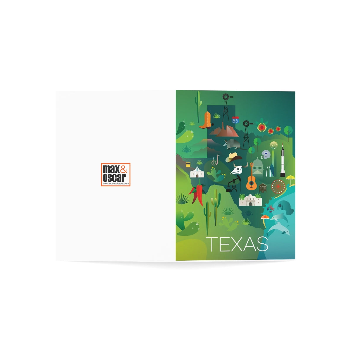 Cartes mates pliées Texas + enveloppes (10 pièces)