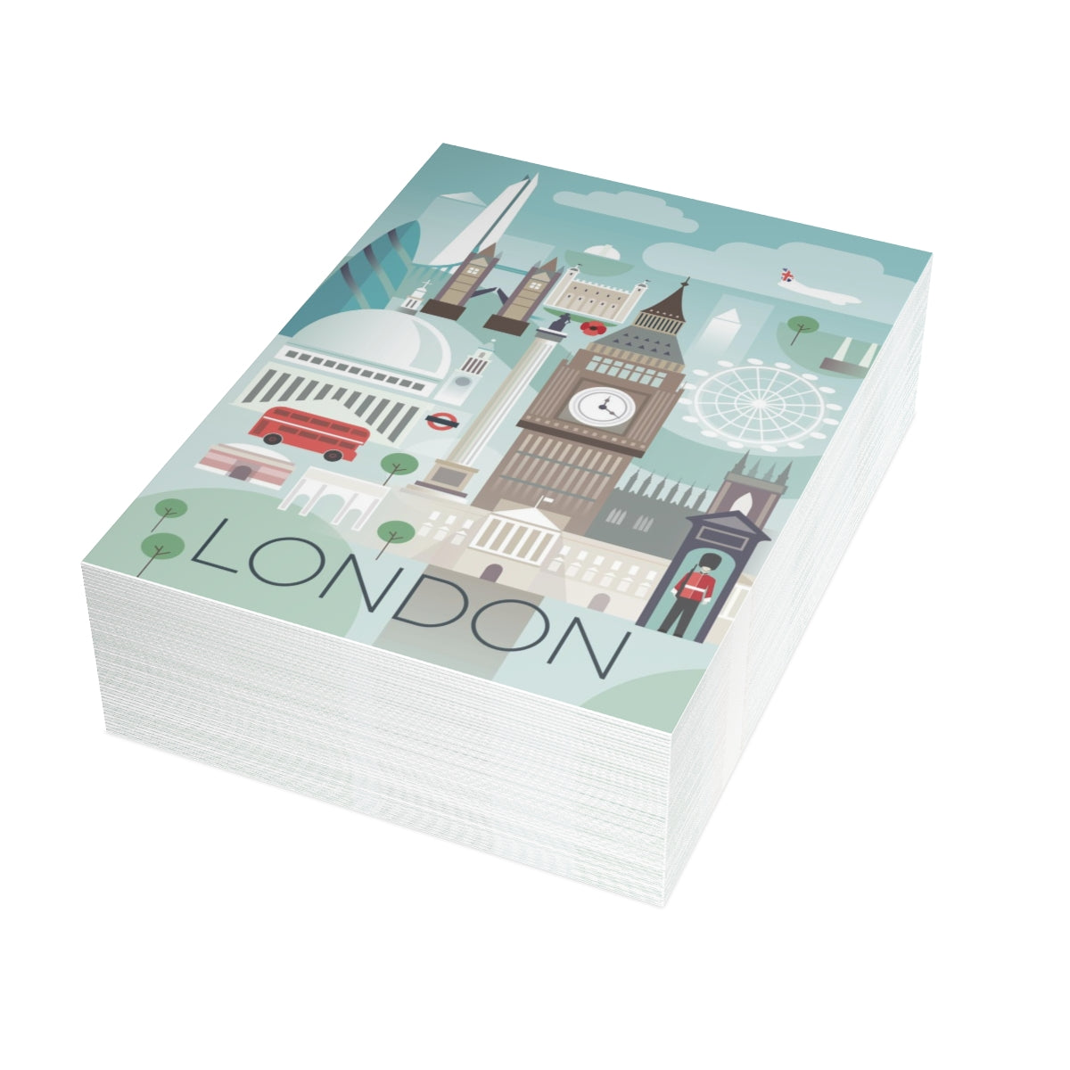 Cartes mates pliées + enveloppes Londres (10 pièces)