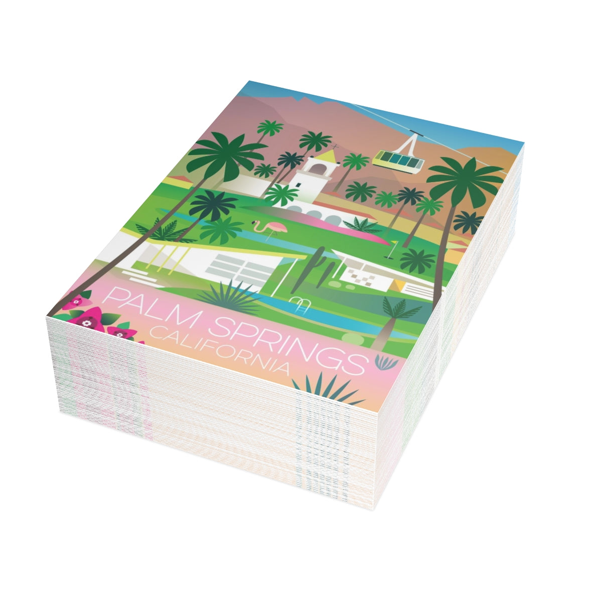 Cartes de correspondance mates pliées Palm Springs + enveloppes (10 pièces) 