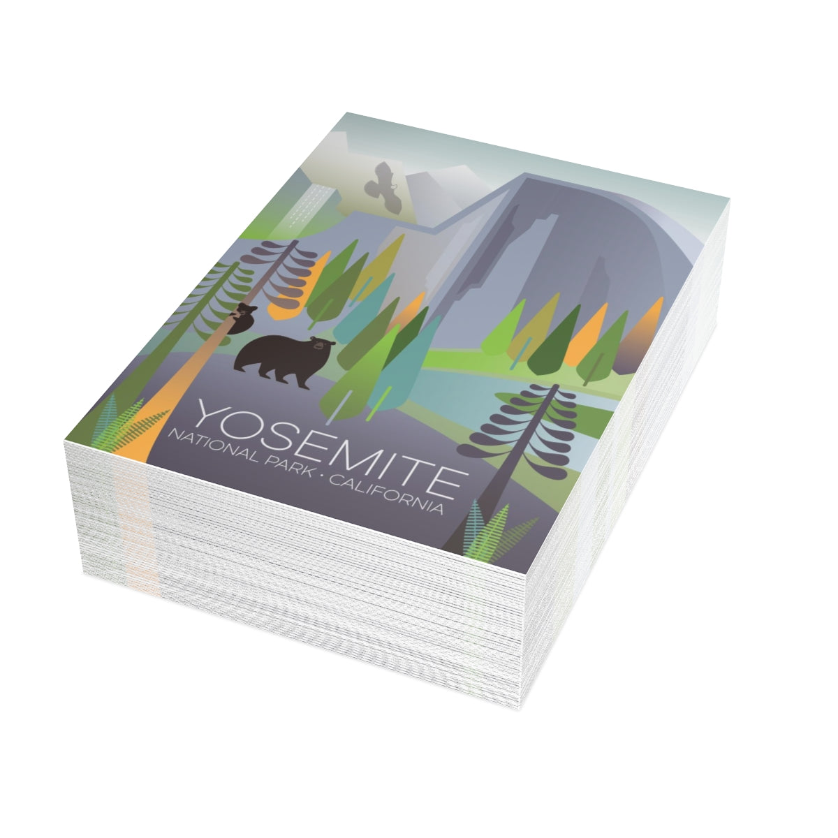 Cartes de notes mates pliées du parc national de Yosemite + enveloppes (10 pièces) 