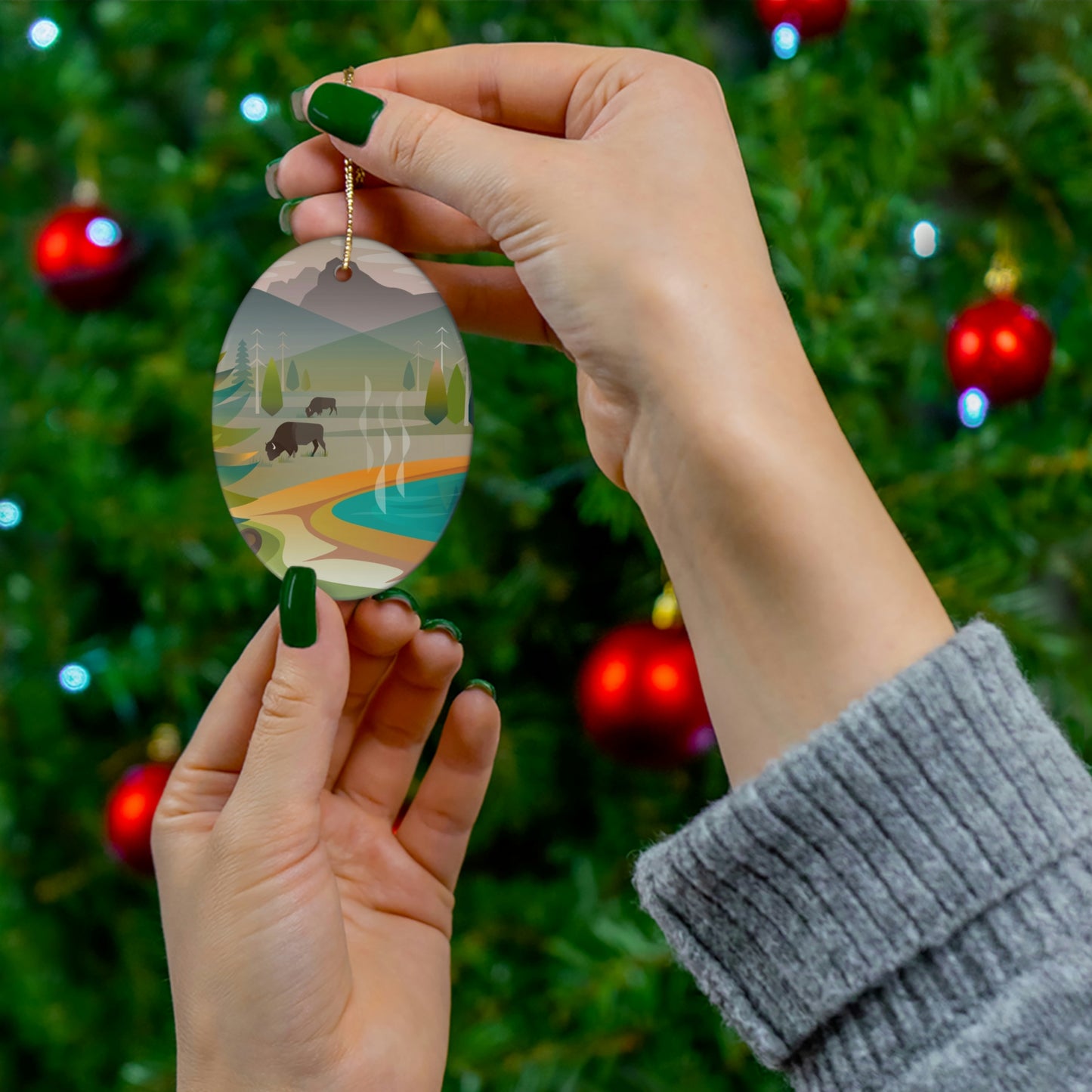 Yellowstone National Park, Grand Prismatic Ceramic Ornament