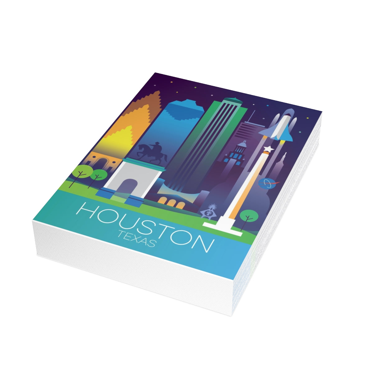 Houston Cartes mates pliées + enveloppes (10 pièces)