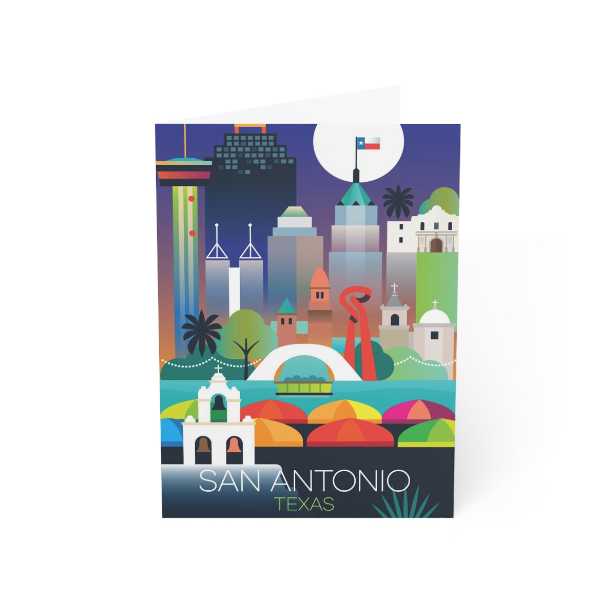 San Antonio gefaltete matte Notizkarten + Umschläge (10 Stück) 