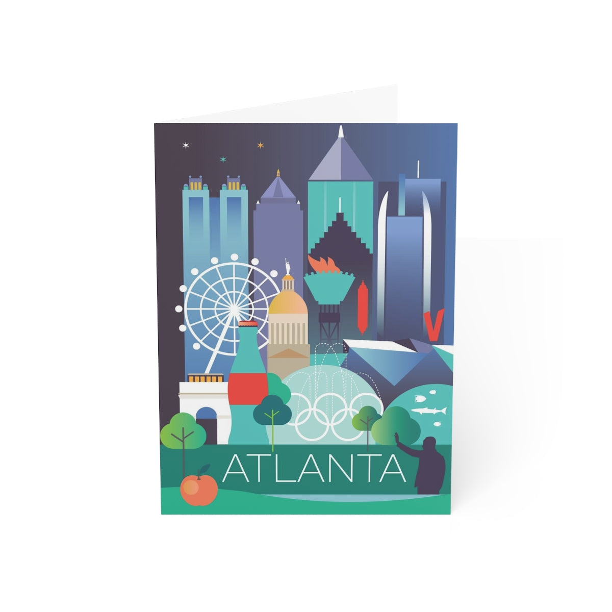 Atlanta gefaltete matte Notizkarten + Umschläge (10 Stück) 