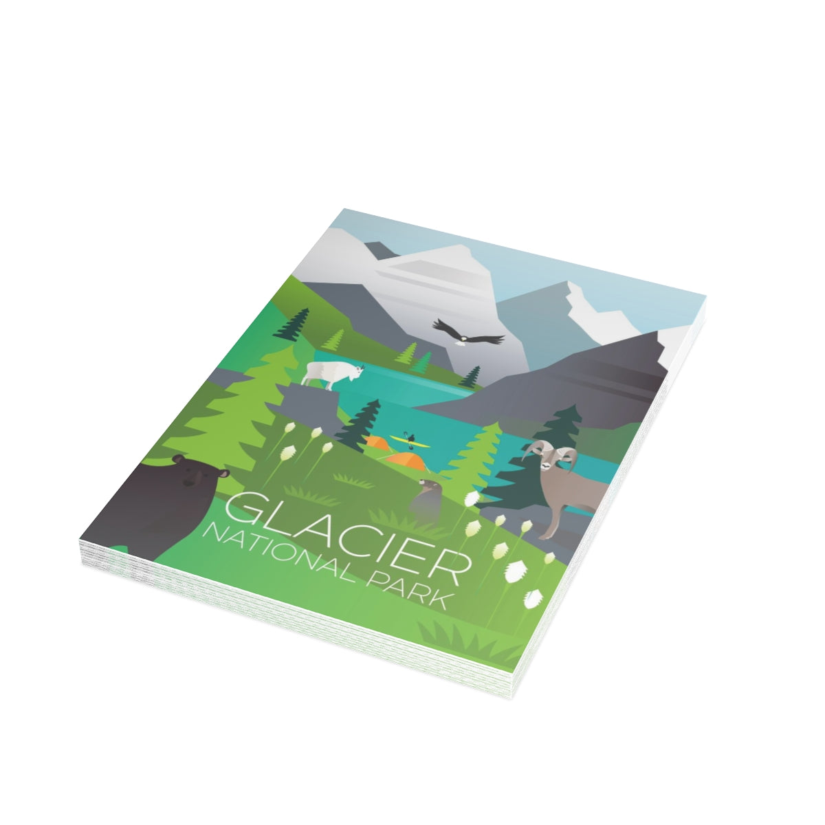 Glacier National Park gefaltete matte Notizkarten + Umschläge (10 Stück)