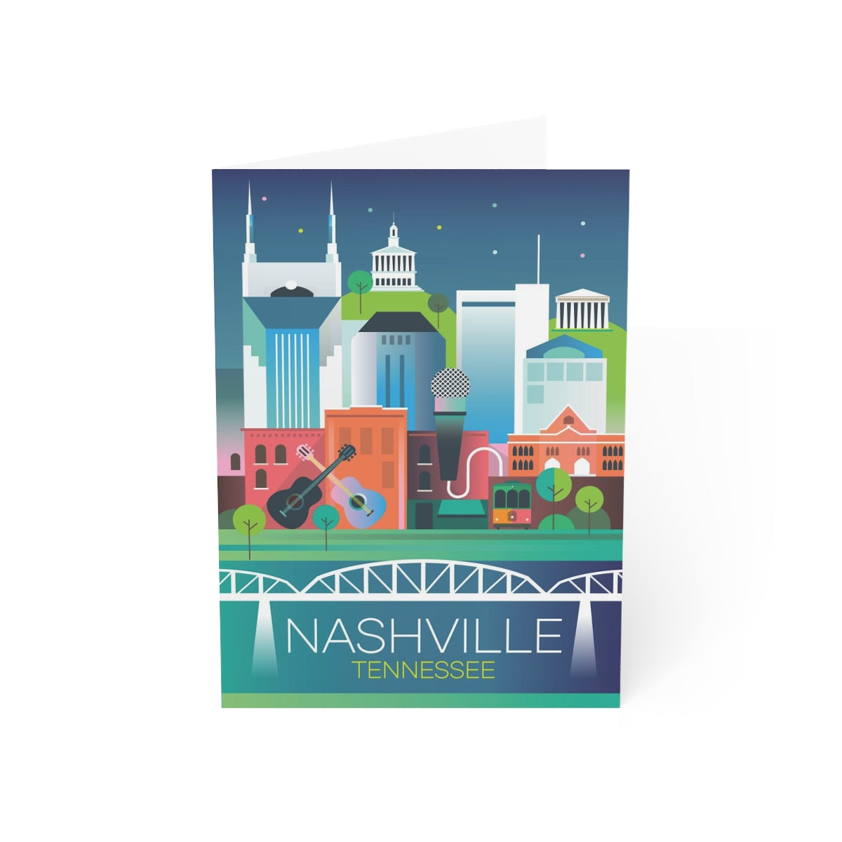 Cartes de notes mates pliées Nashville + enveloppes (10 pièces)