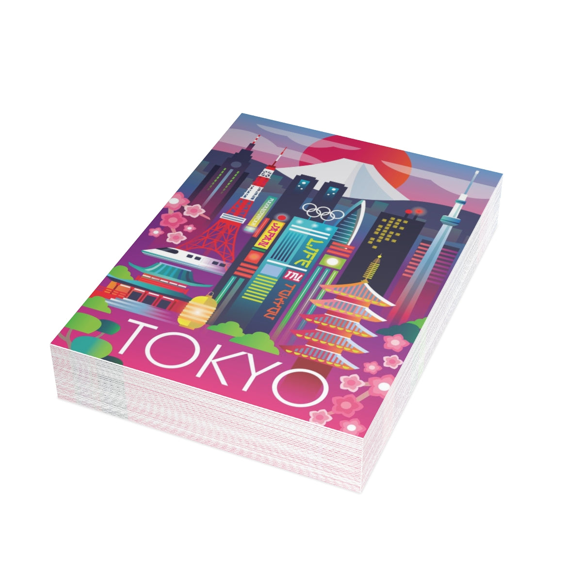 Cartes de notes mates pliées Tokyo + enveloppes (10 pièces) 