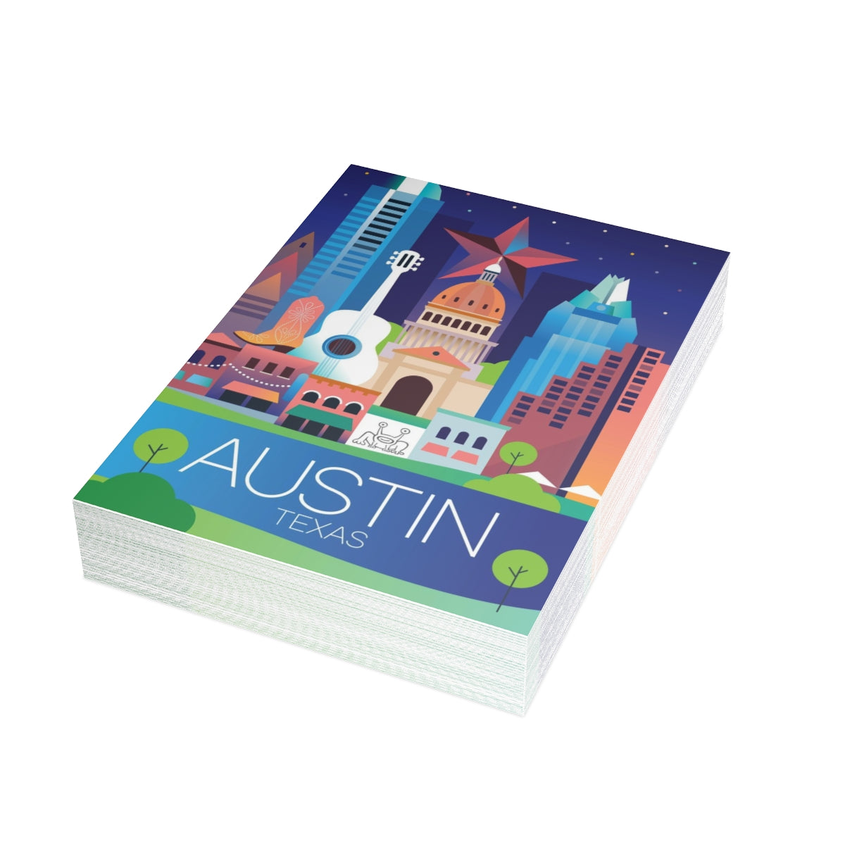 Austin gefaltete matte Notizkarten + Umschläge (10 Stück)