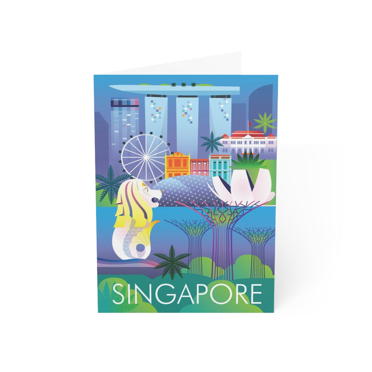 Singapur gefaltete matte Notizkarten + Umschläge (10 Stück)