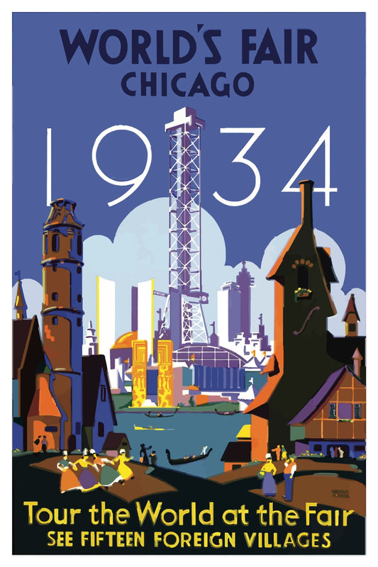 1934 CHICAGO WORLD'S FAIR WPA POSTKARTE