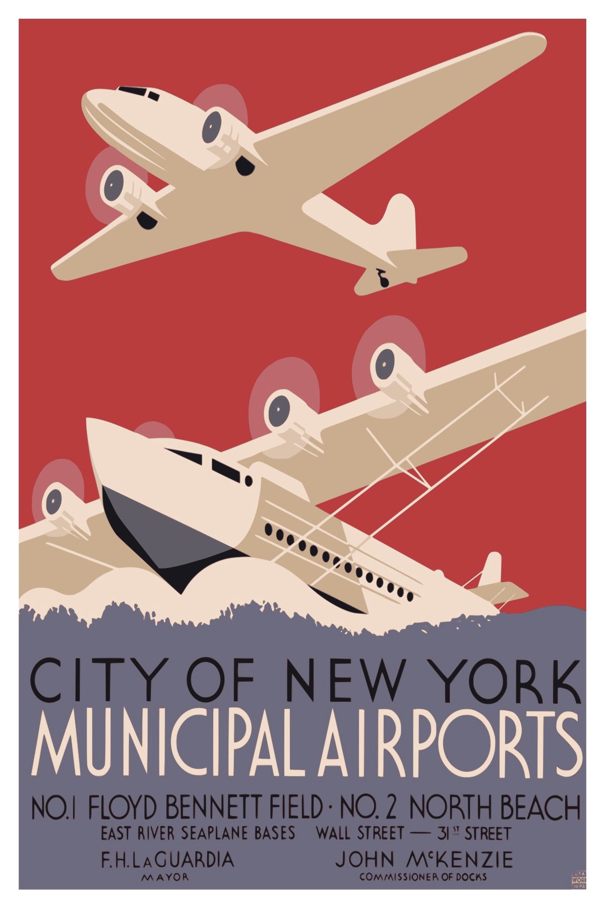 POSTKARTE DER STADT NEW YORK MUNICIPAL AIRPORTS