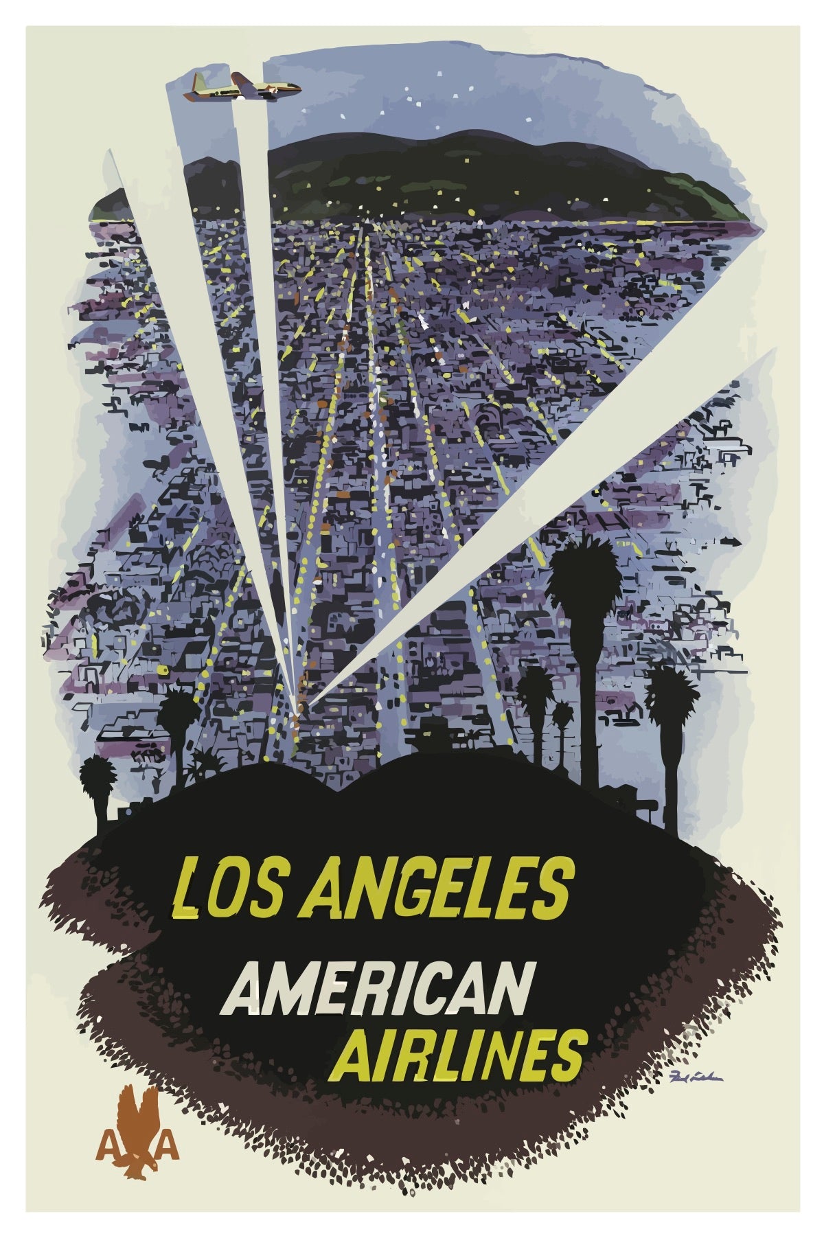 LOS ANGELES AMERICAN AIRLINES POSTKARTE