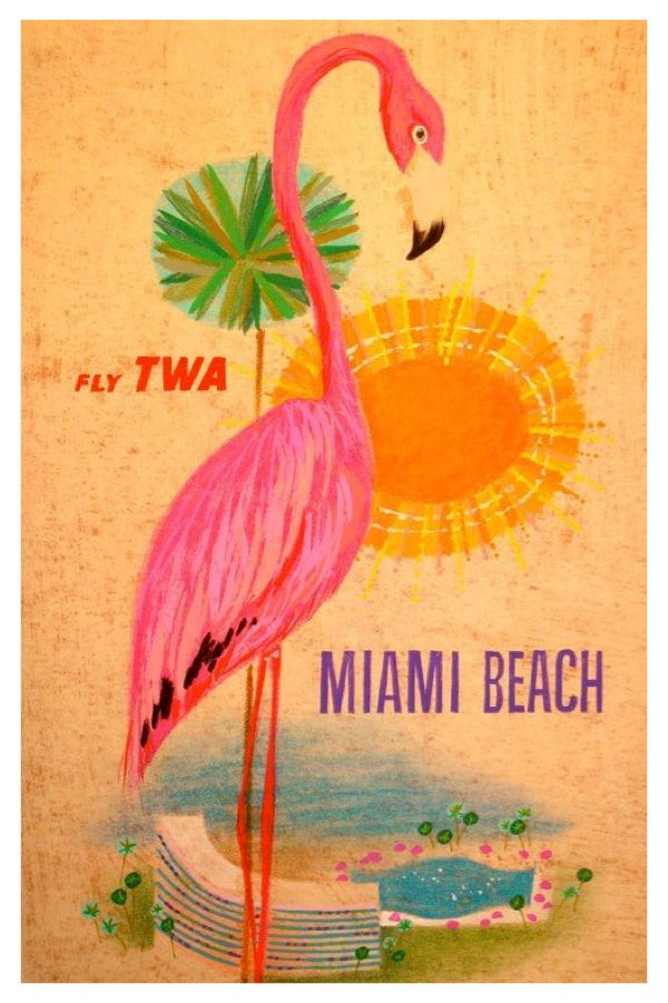 CARTE POSTALE TWA DE MIAMI BEACH