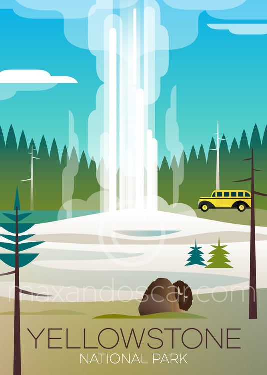 YELLOWSTONE NATIONAL PARK OLD FAITHFUL PRINT