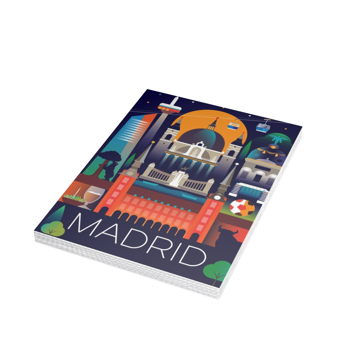 Cartes de notes mates pliées Madrid + enveloppes (10 pièces)