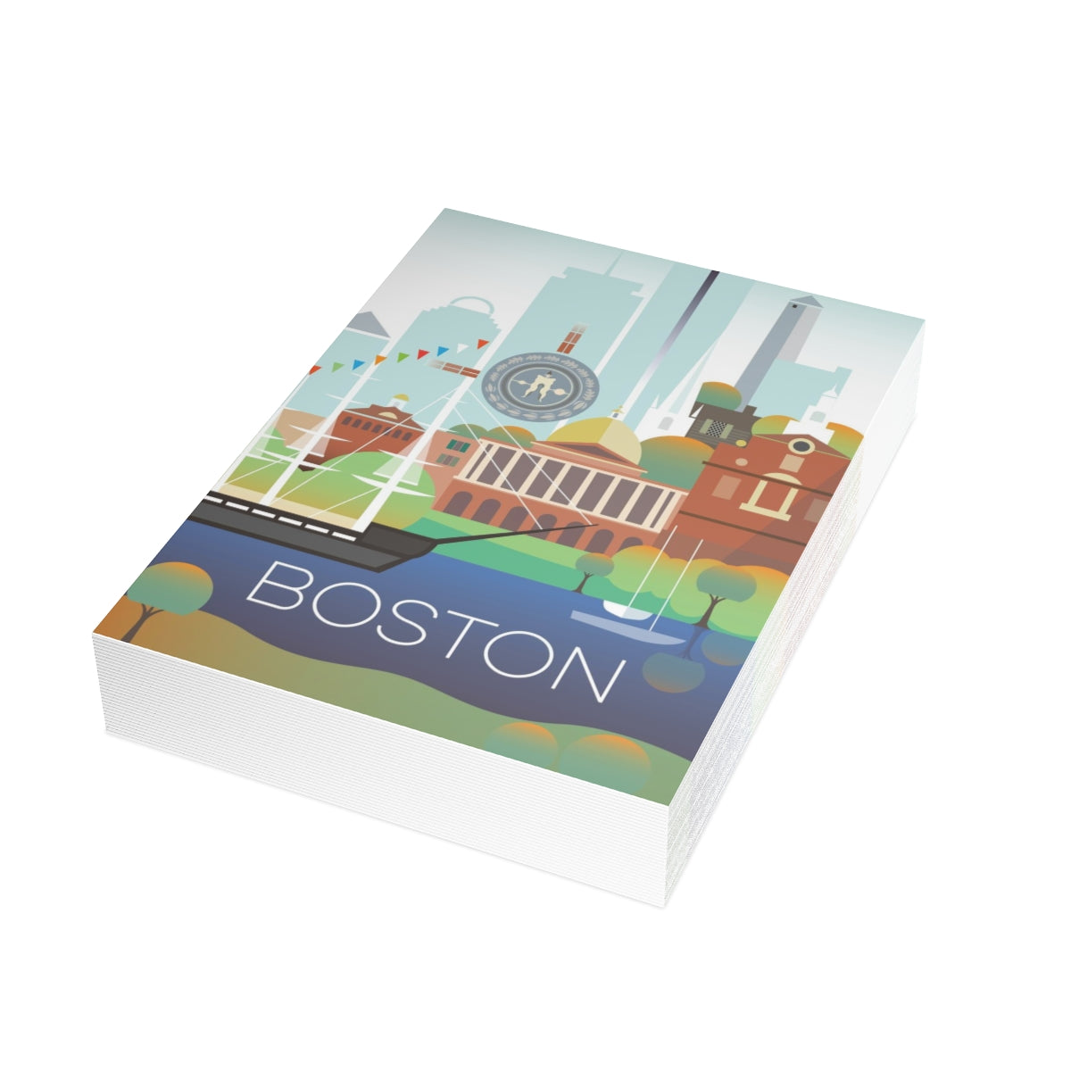 Boston gefaltete matte Notizkarten + Umschläge (10 Stück) 