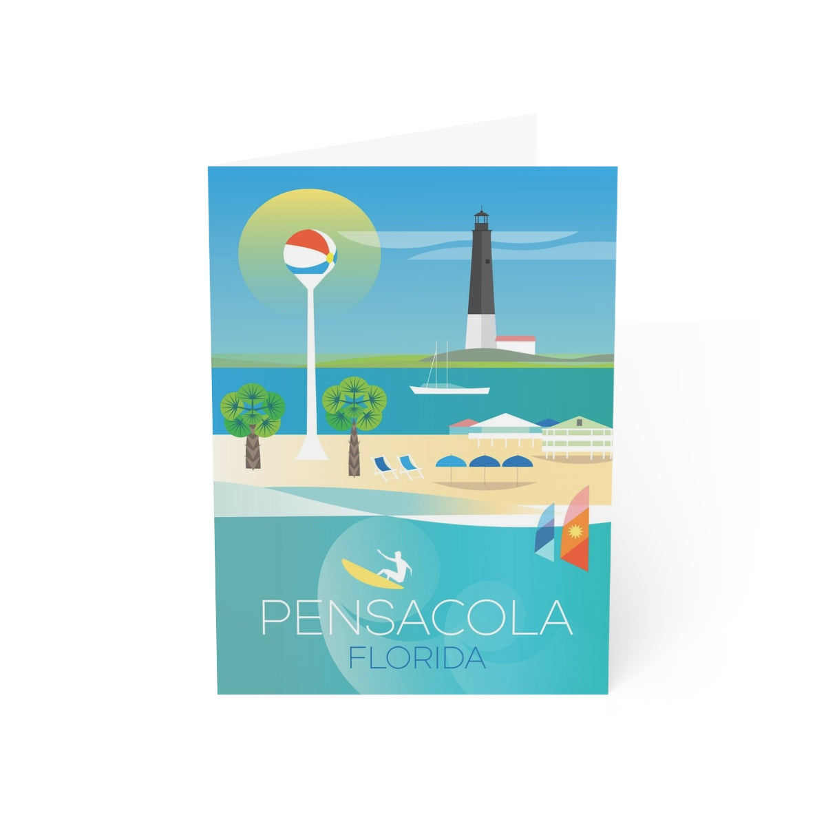 Cartes de notes mates pliées Pensacola + enveloppes (10 pièces) 