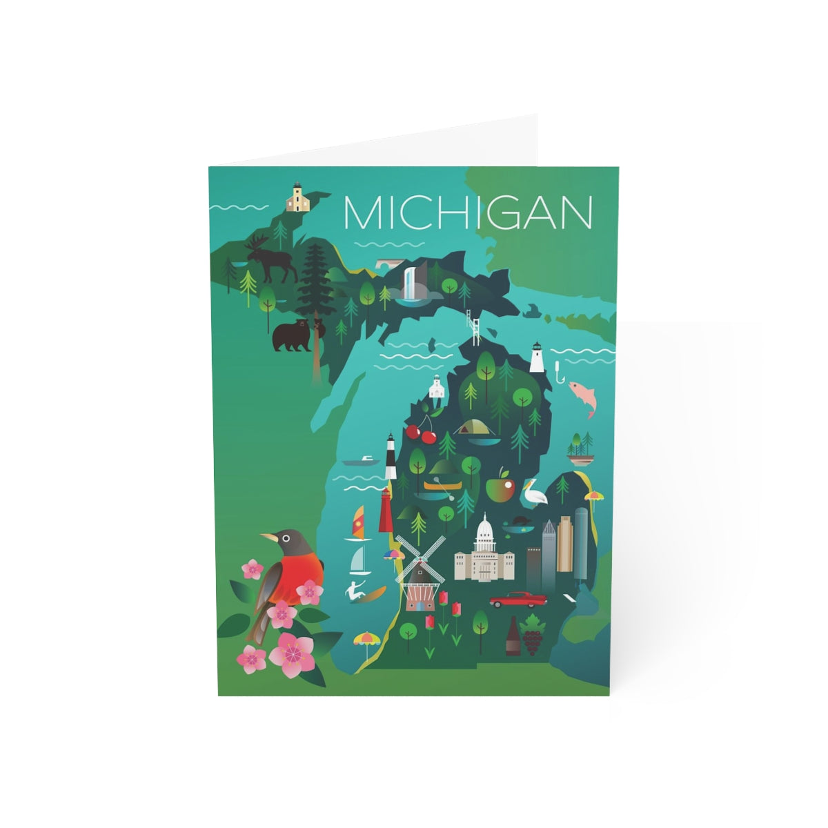 Michigan gefaltete matte Notizkarten + Umschläge (10 Stück)